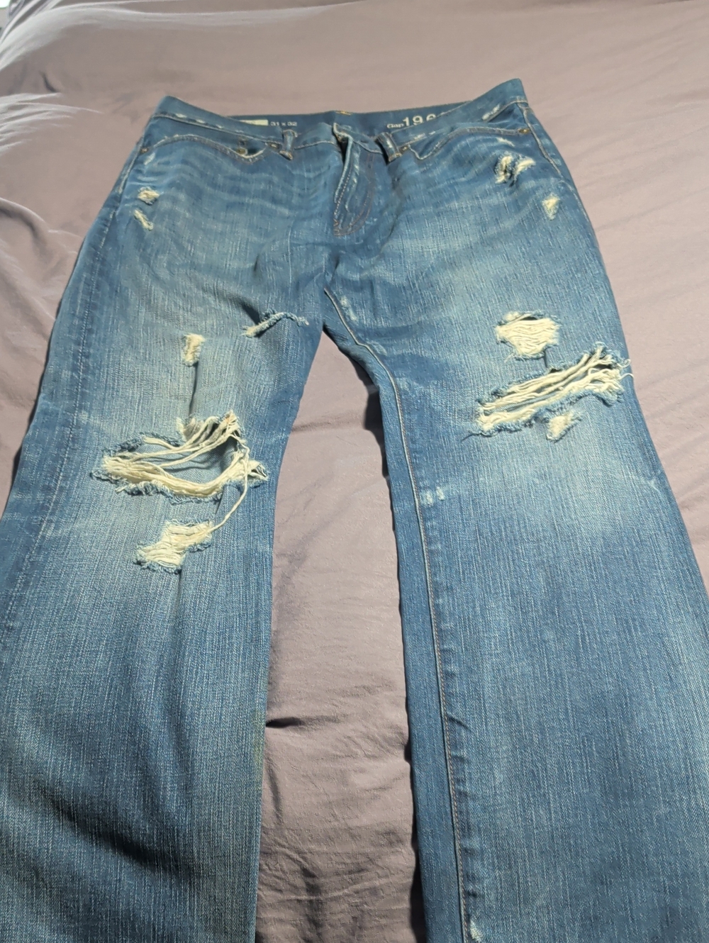 Men's Relaxed Distressed Blue Jeans 31x32